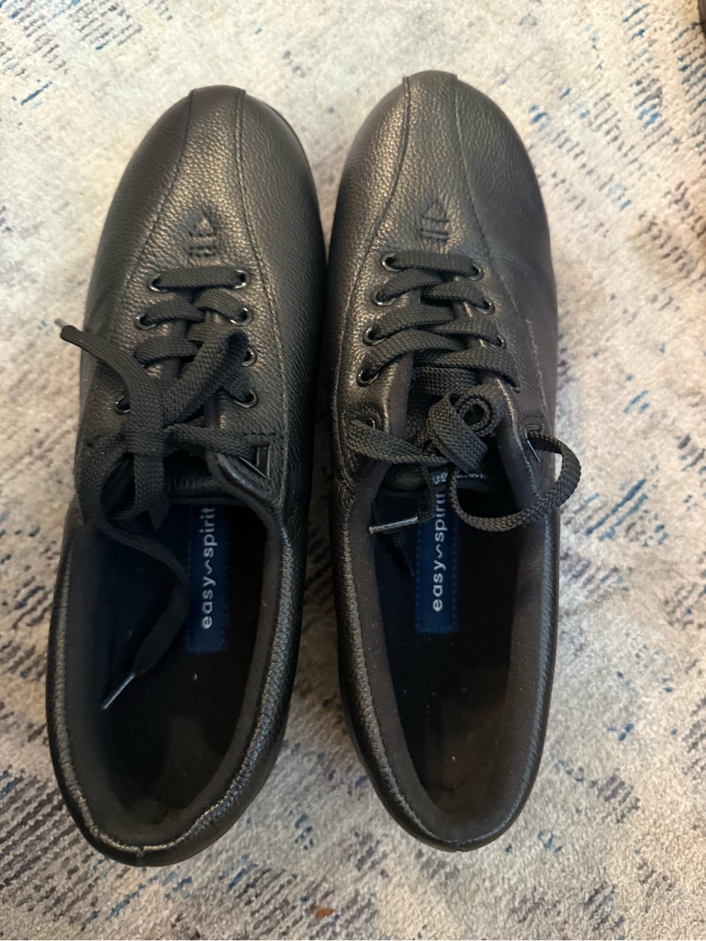 Easy Spirit Men's Black Lace-Up Leather Sneakers